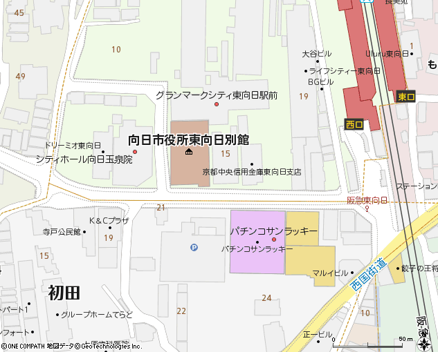 東向日町支店付近の地図